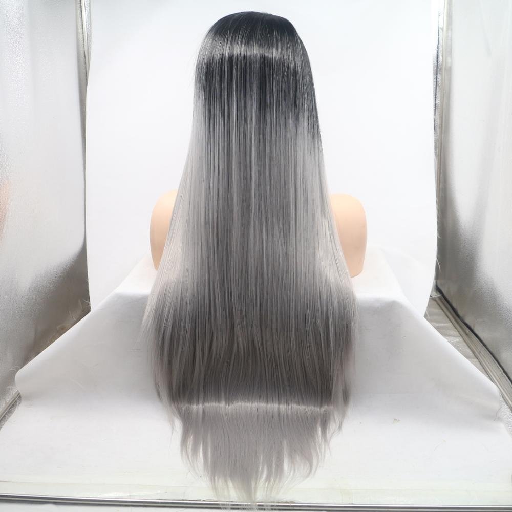 Long Straight Grey Black Daily Wigs US Mall Lifes