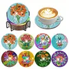 8pcs Color Flower DIY Diamond Painting Wooden Coasters