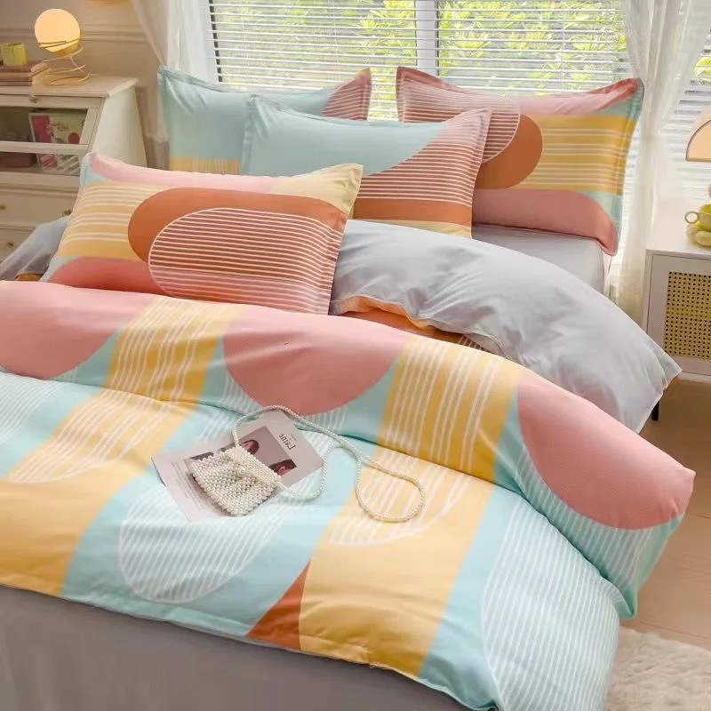 Aonga Ins Blue Flower Duvet Cover Set Soft Flat Sheet Quilt Cover Pillowcase Bed Linen Girls Twin Queen Full Size Fashion Bedding Sets aonga