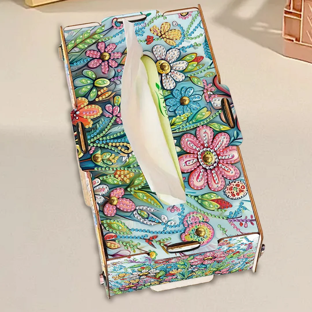 Wooden Diamond Painting Tissue Box for Home and Office Decoration(CZH015)