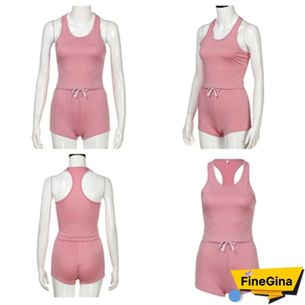 New Women Slim Loose Outfits Crop Top Short Sorts Drawstring Pants Casual Running Jumpsuits Yoga Rompers