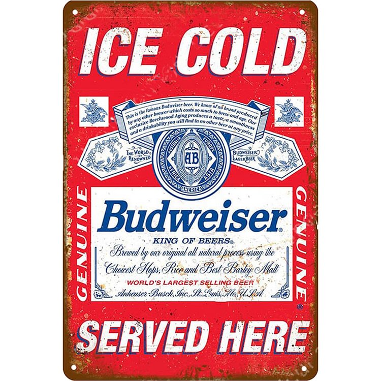 Ice Cold Budweiser Beer - Vintage Tin Signs/Wooden Signs - 7.9x11.8in & 11.8x15.7in