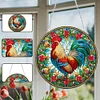 (Upgrade Size)DIY Diamond Painting Double Sided Effect Stained Glass Panel Decorative Home Garden Decoration Hanging Kit(Rooster)