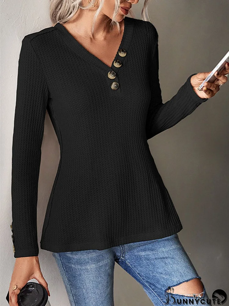 Women's Long Sleeve V-neck Casuals Tops