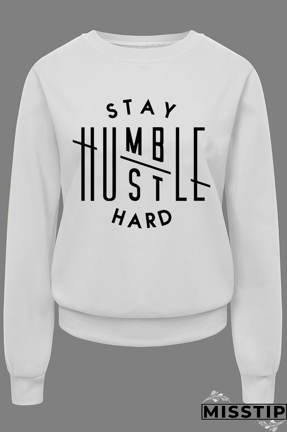 White Fashion Casual Print Patchwork Letter O Neck Tops