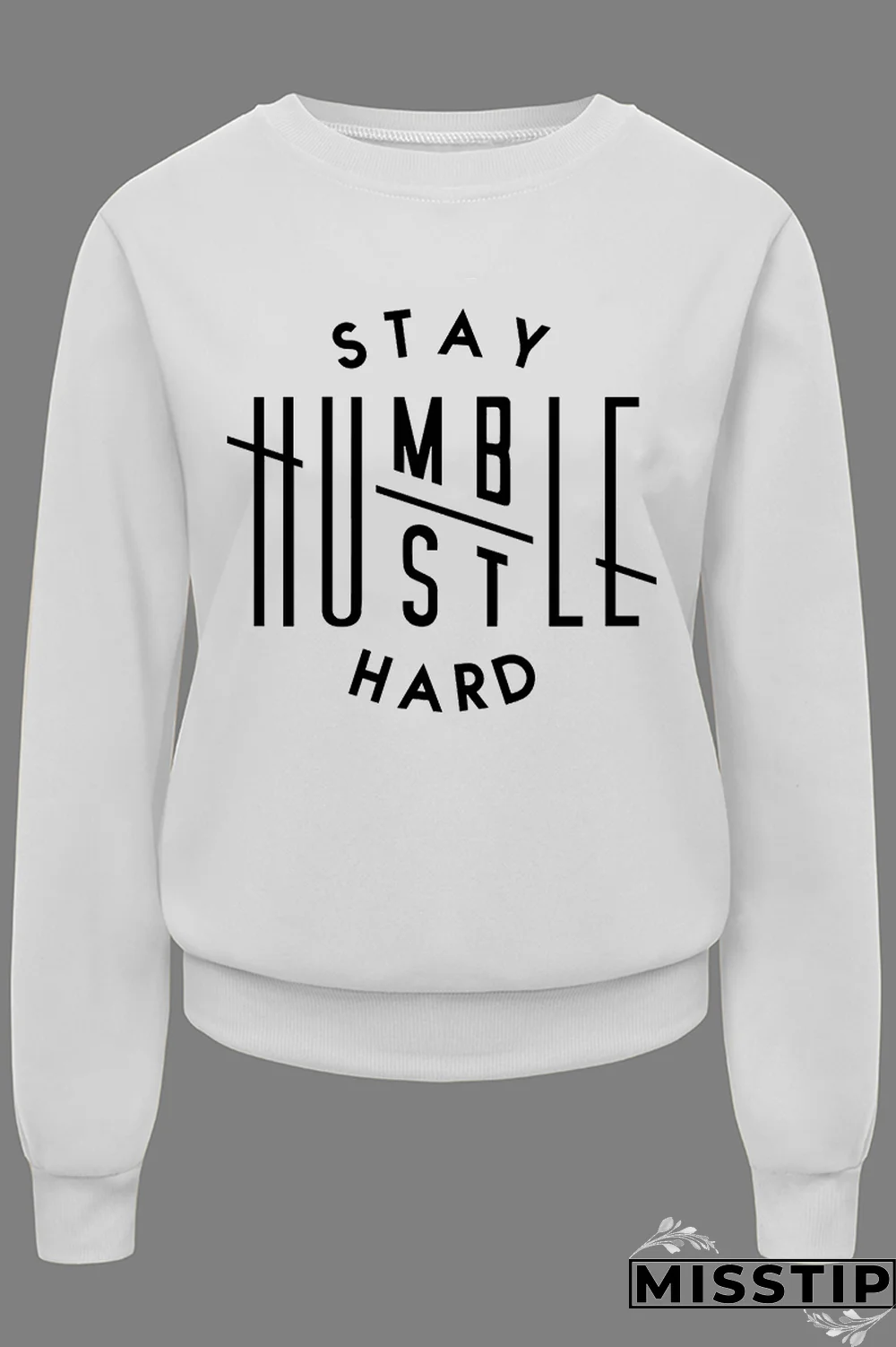 White Fashion Casual Print Patchwork Letter O Neck Tops