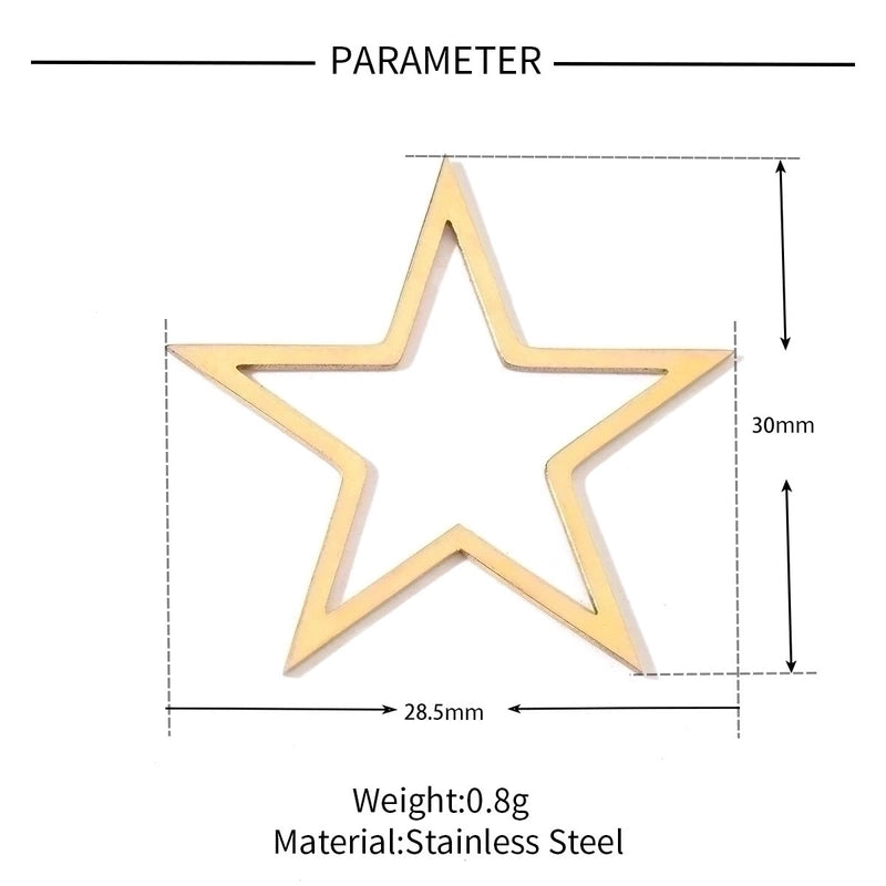 20 PCS/Package 28.5*30mm 6*11mm 7 * 12mm 201 Stainless Steel 18K Gold Plated Star Heart Shape Smile Face Polished Pendant