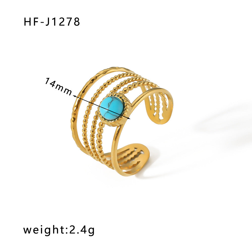 Women IG Style Circle Round Geometric Stainless Steel Electroplating Rings