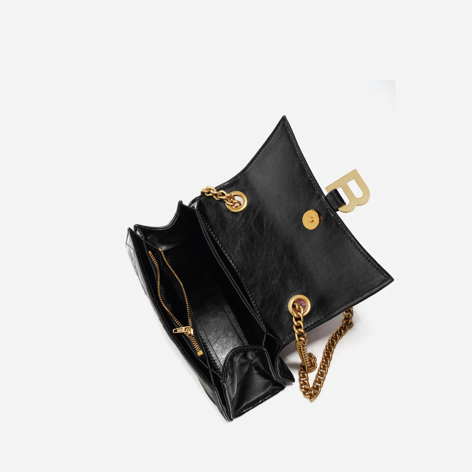 Box Calfskin Bags Aged Gold Hardware Hourglass Wallet On Chain-vocosishoes