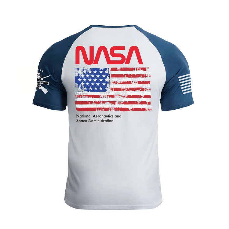 USA FLAG NASA RAGLAN GRAPHIC TEE