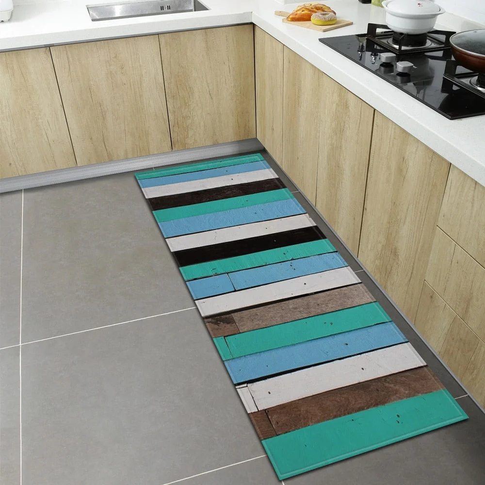 Wood Grain Kitchen Rugs Home Entrance Doormat Bedroom Living Room Decoration Carpet Hallway Balcony Bathroom Anti-Slip Floor Mat