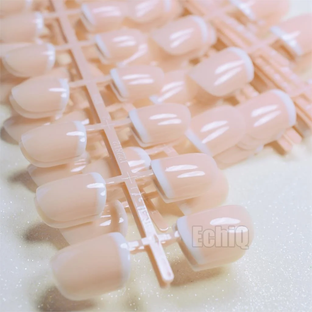 Short Beige French Nails White Tip Nude Color Classical Fake Nails Full Wrap Nail Art Tips for Daily Wear 240pcs-Nail Inspo