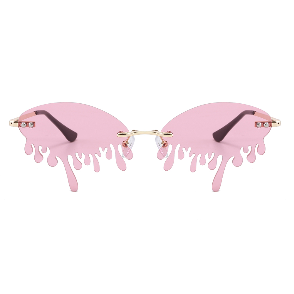 

Fashion Sunglasses Women Men Rimless Tears Shape Eyeglasses Shades -Pink, 501 Original