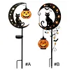 Solar Powered Black Cat & Pumpkin Moon Stake Light Weatherproof Moon Cats LED Stakes Light Auto On/Off Halloween Decorations Solar Lamp for Outdoor Patio Pathway Yard Lawn Decors