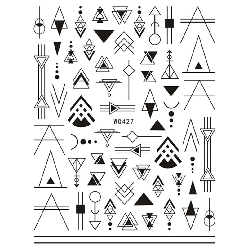 1PC Abstract Face 3D Nail Stickers Geometry Lines Love Letter Slider For Nails Gel Polish Decals For Manicures Decoration-Nail Inspo