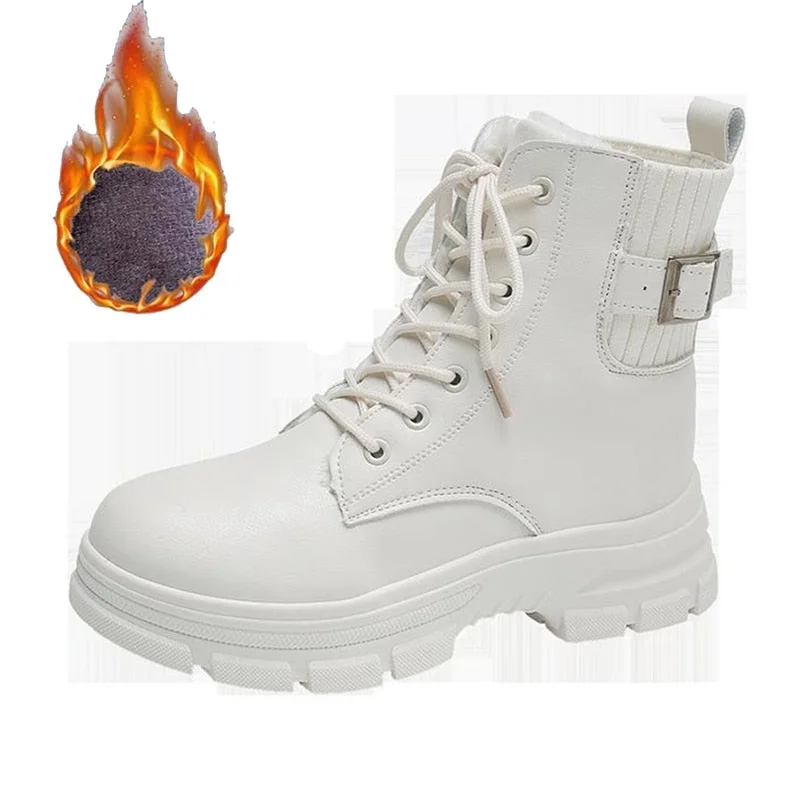 Punk Gothic Combat Ankle Boots Women Sock Platform Boots Fur 2021 New Autumn Black Beige Boots Fashion Designer Shoes Female