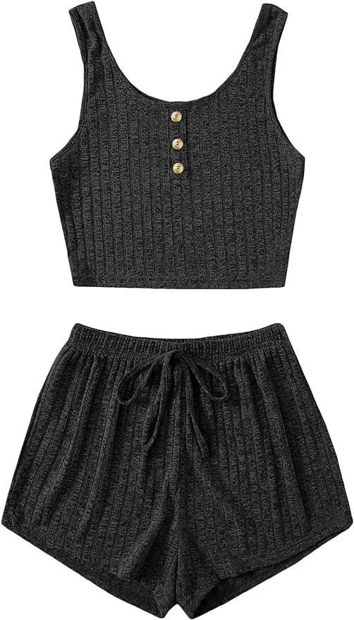 Toloer Toloer And Summer Women's Hot Style Slim Vest Shorts Set Casual Home Clothes Two Sets-Outfit Ideas