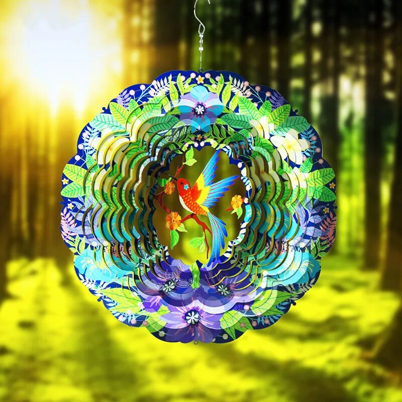 Tegooe Hummingbird 3D Metal Wind Spinner for Garden Patio Decor Tegooe
