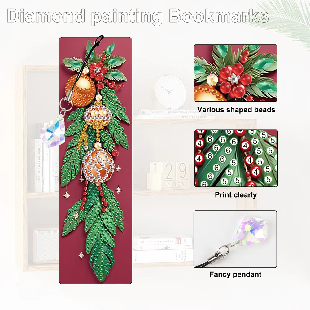 Christmas Tree A5 Size Diamond Painting Notebook Set with 4Pcs Bookmark Gift
