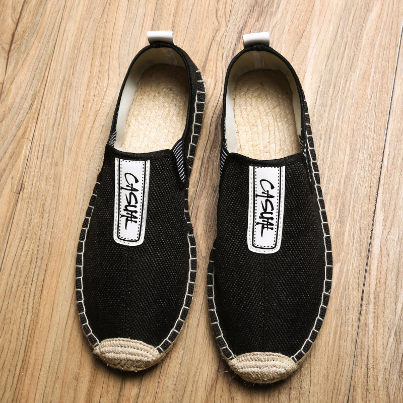 Men's Daily Letter Pattern Slip On Straw Canvas Shoes