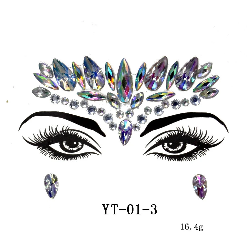 Sexy Style Rhinestone Acrylic Self-adhesive Jewelry Face Creative Tattoo Body Art Jewelry Masquerade Eyes Beauty Makeup Sticker