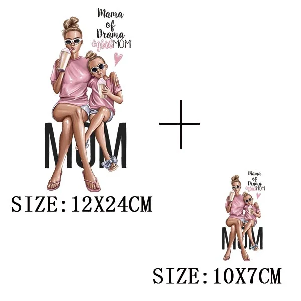 Mom&Baby Iron On Transfer For Woman Clothing DIY Washable Thermal Stickers On T-shirt Lovely Design Appliqued Patches On Clothes