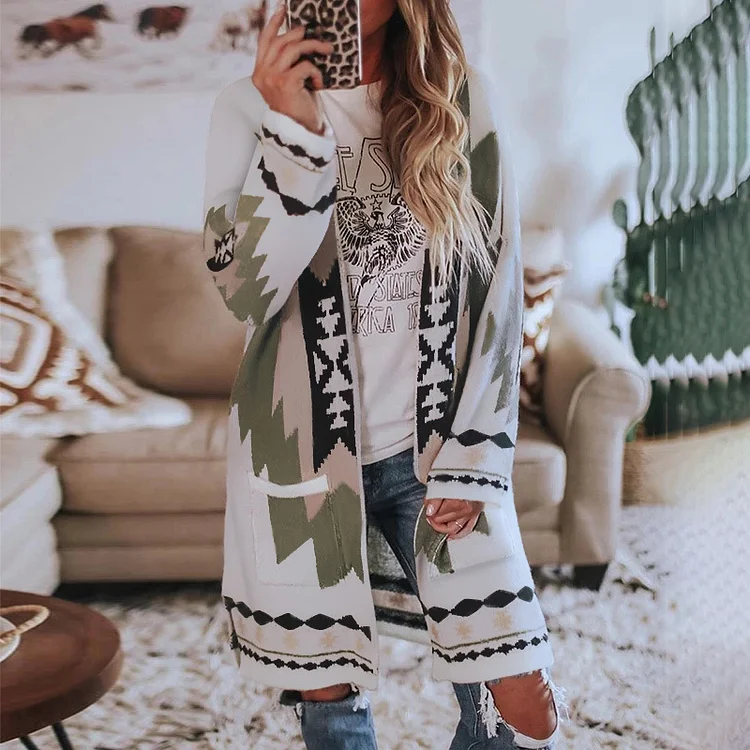 Casual Retro Print Hooded Coat