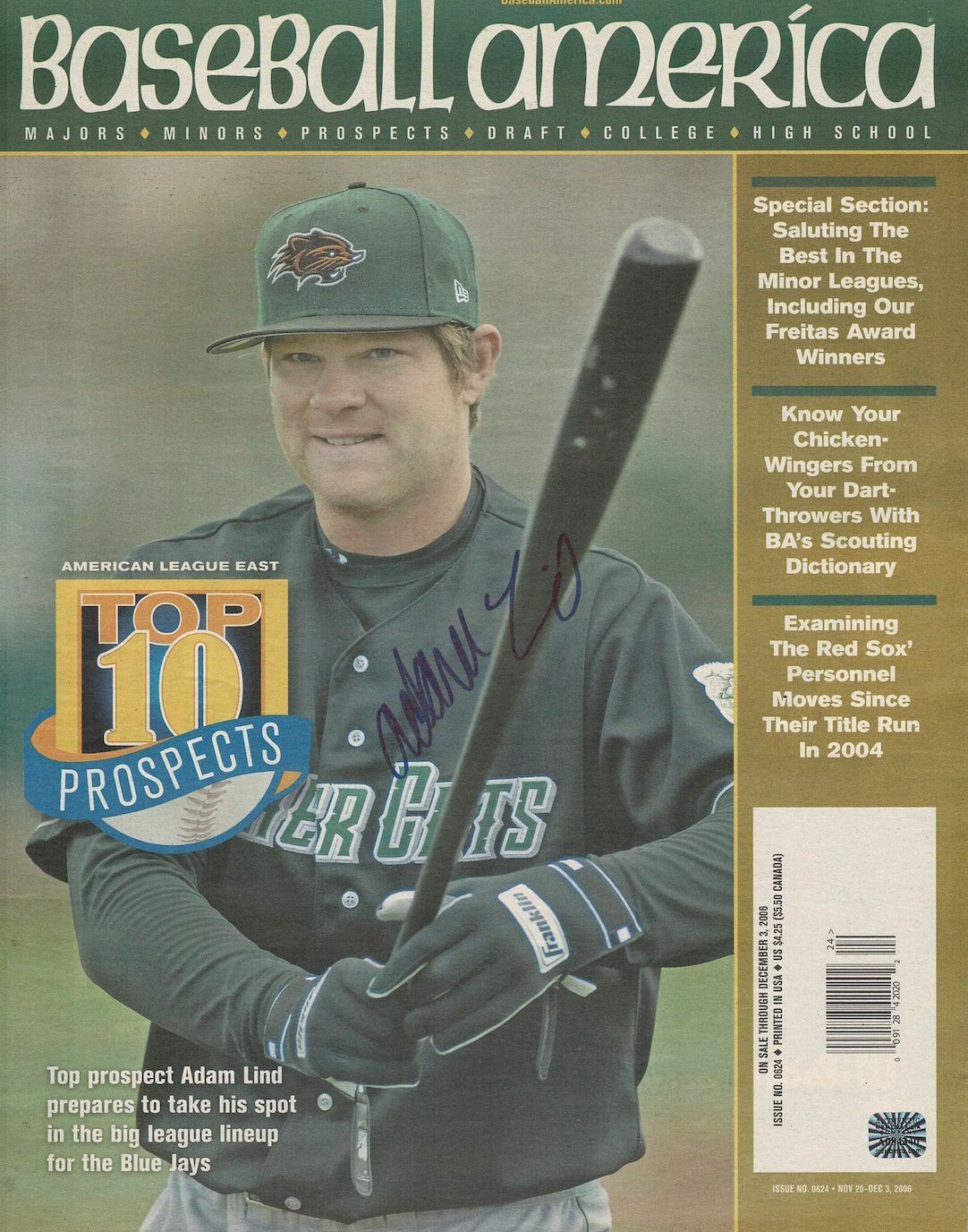 Adam Lind signed autographed Baseball America magazine! AMCo! 8135