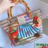 Purely handmade bamboo handbag bamboo bag retro striped tote bag