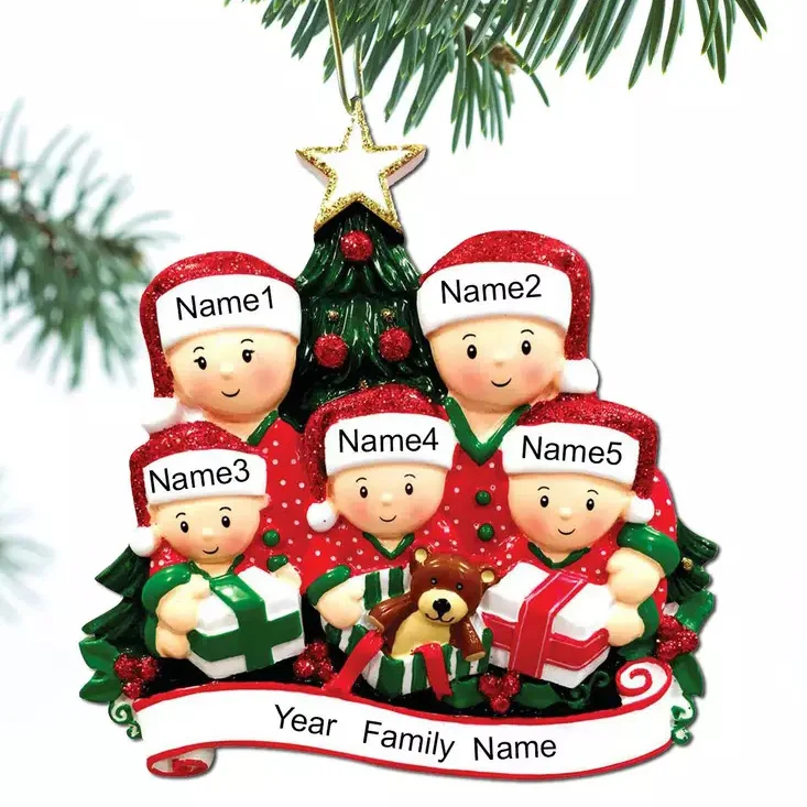 Family Christmas Ornament Custom 5 Names Hanging Ornament Gifts For Family