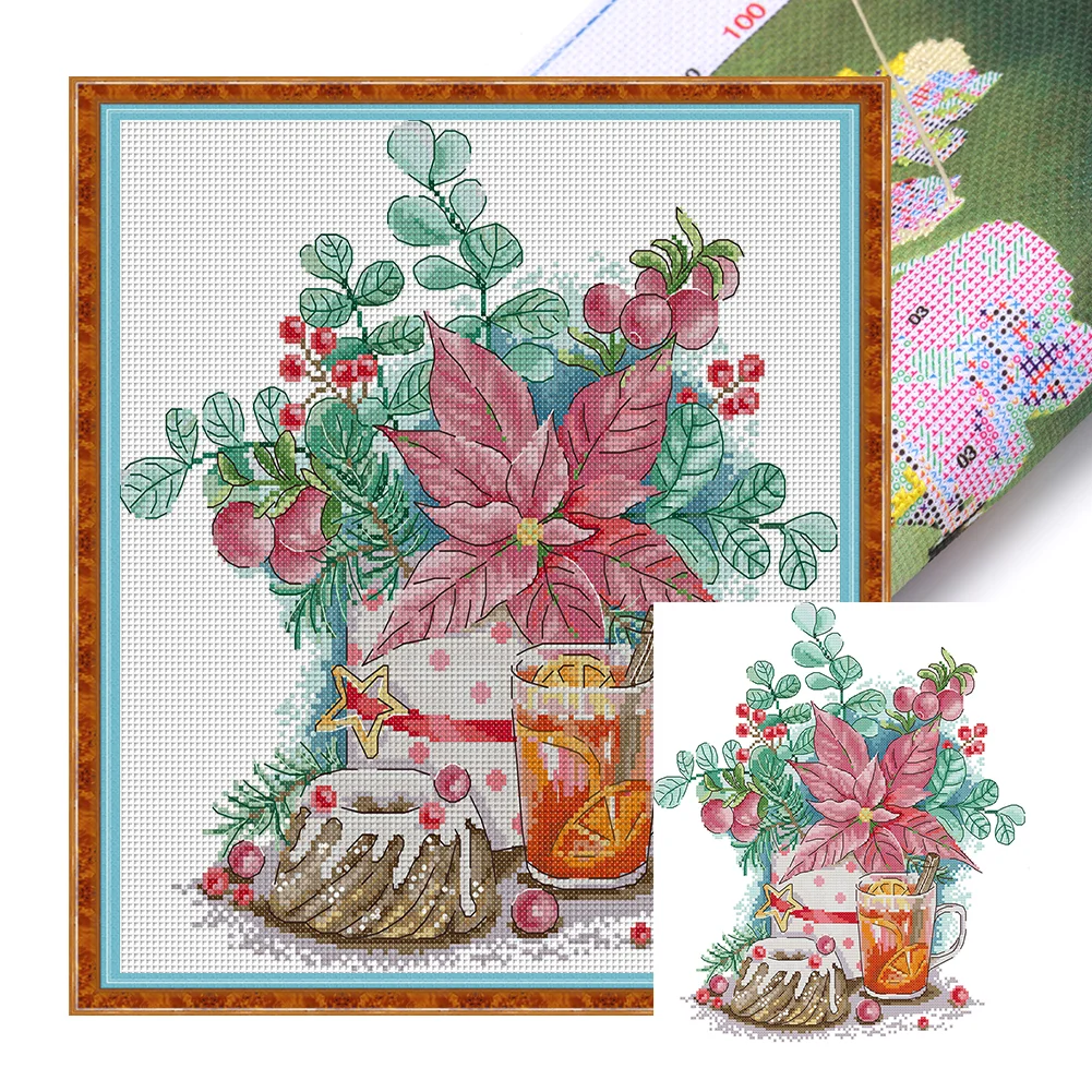 14CT Full Stamped Cross Stitch Kit - Snow Walk (33*40CM) Decoration gift  Embroidery Stamped Counted Cross Stitch Kit for Kids Adults Beginners,  Needlework Cross Stitch Kits, Art Craft Handy Sewing Set Cross