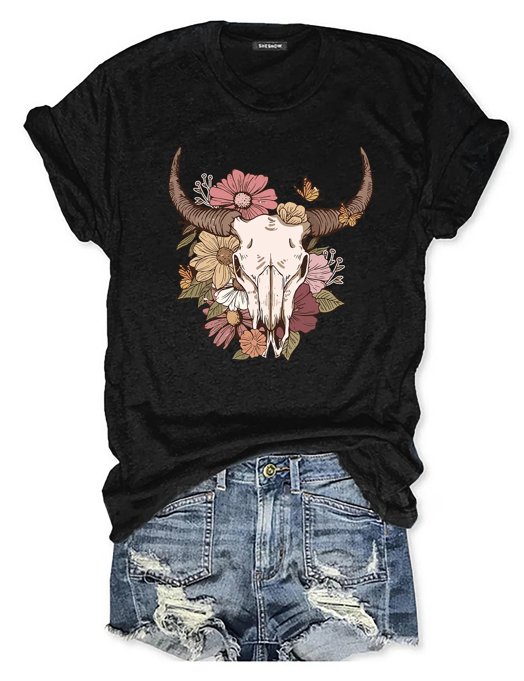 Boho Cow Skull T-shirt
