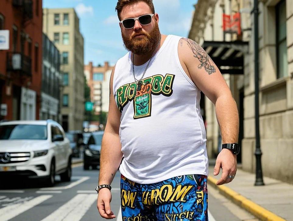 A man pair its gym shorts with tank