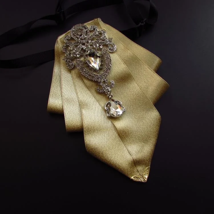 High-end New Rhinestone Bowties Brooch Korean Gentleman Dress White Shirt Wedding Bow Tie Set for Men Accessories Pocket Square