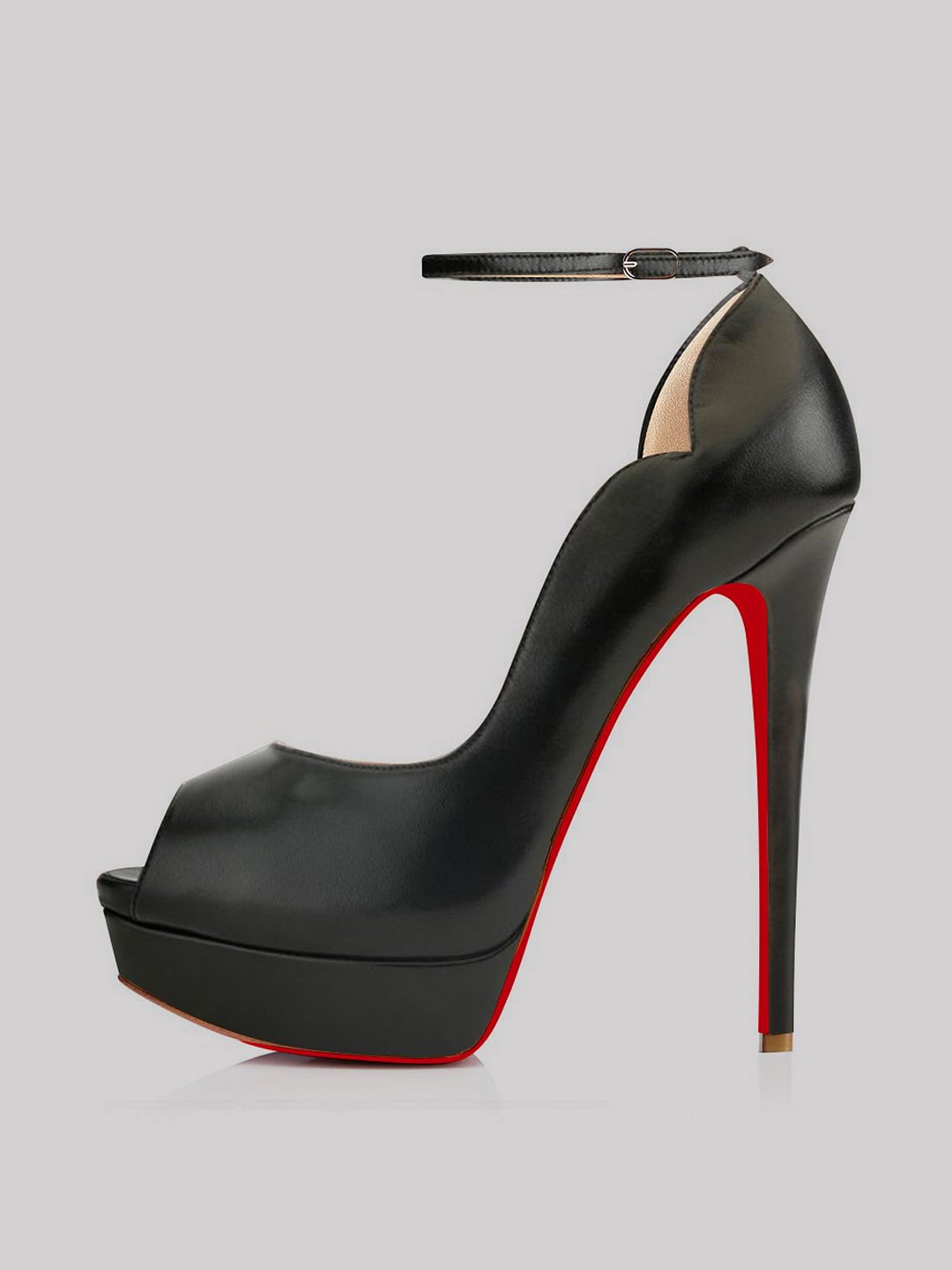 150mm Women's Super High Platform Ankle Strap Red Bottom Pumps Matte Sandals