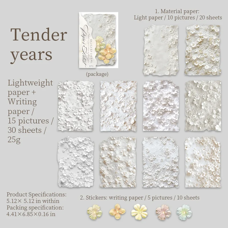 Journalsay Paper Artist Series Vintage Flower Landscaping Material Package 