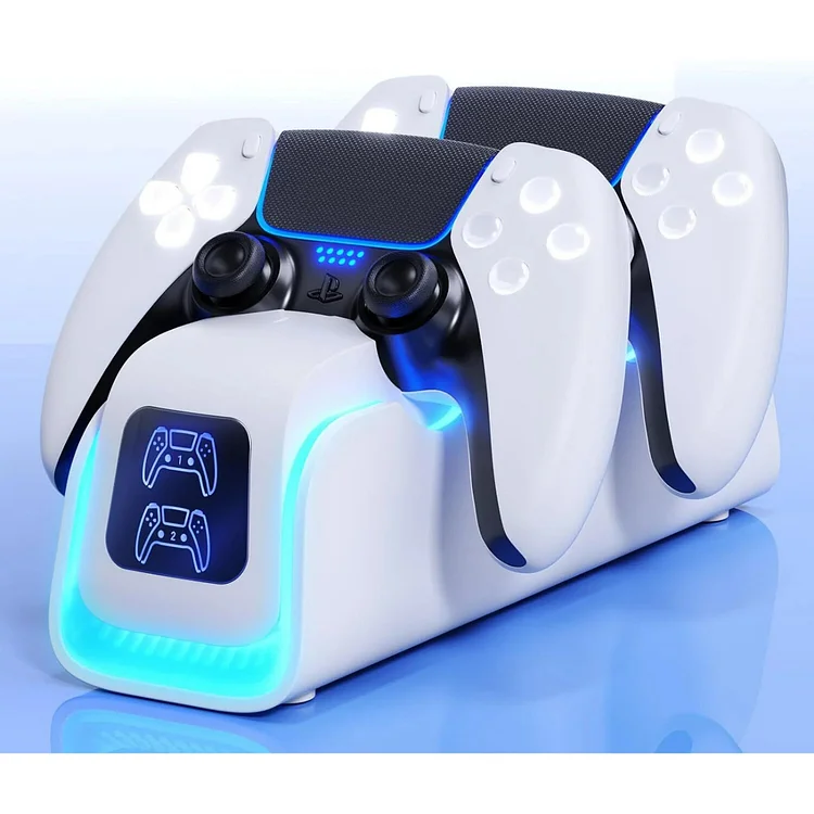 PS5 Controller Charger,PlayStation Charging Dock for PlayStation 5 Dualsense Edge with 6 LED & RGB Mode,Overcharge Protection Fast Controller Charging Station Stand Skin with Cable for Game Console