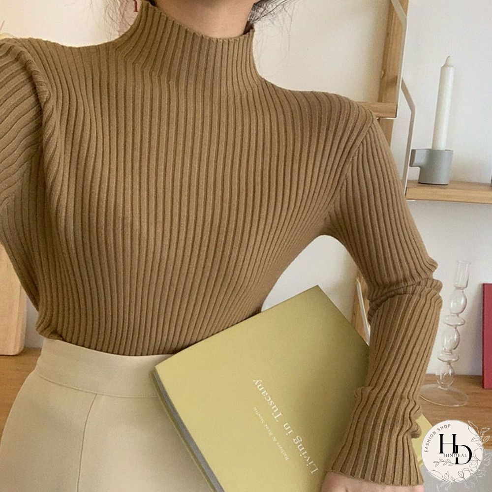 Chic Autumn Winter Sweater Pullovers Women Long Sleeve Casual Turtleneck Warm Basic Knit