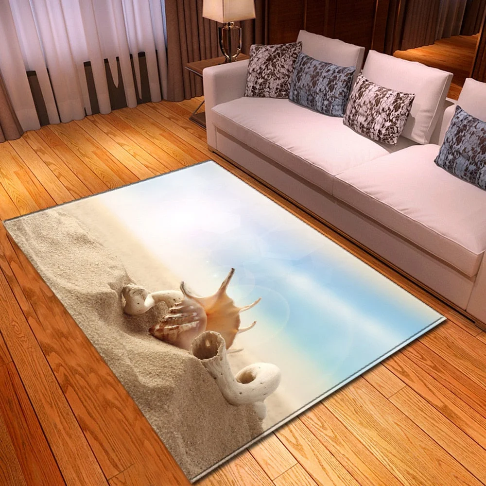 Living Room Sofa Carpet Home Bedroom Children's Decor Floor Rugs Seaside Pattern Coffee Table Hallway Balcony Kids Bedside Mat