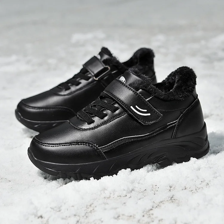 Demandernyc 2025 Winter Leather Boots Women Men Shoes Waterproof Boot Man Plush Keep Warm Ankle Boots Man Outdoor Ankle Snow Boots Casual