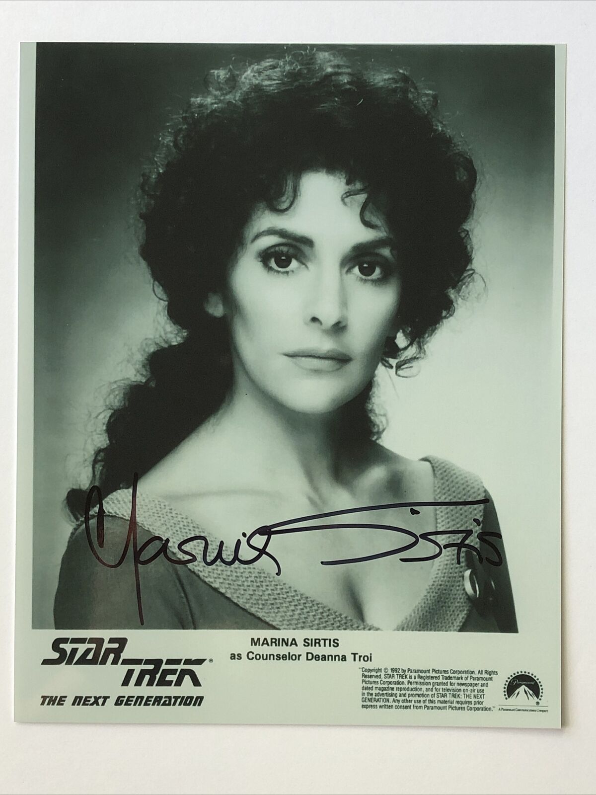 Marina Sirtis Autographed 8x10 Photo Poster painting Deanna Troi Star Trek