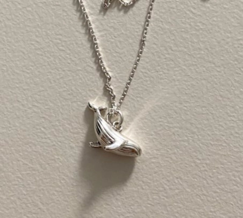 925 Sterling Silver Whale Pendant Necklace