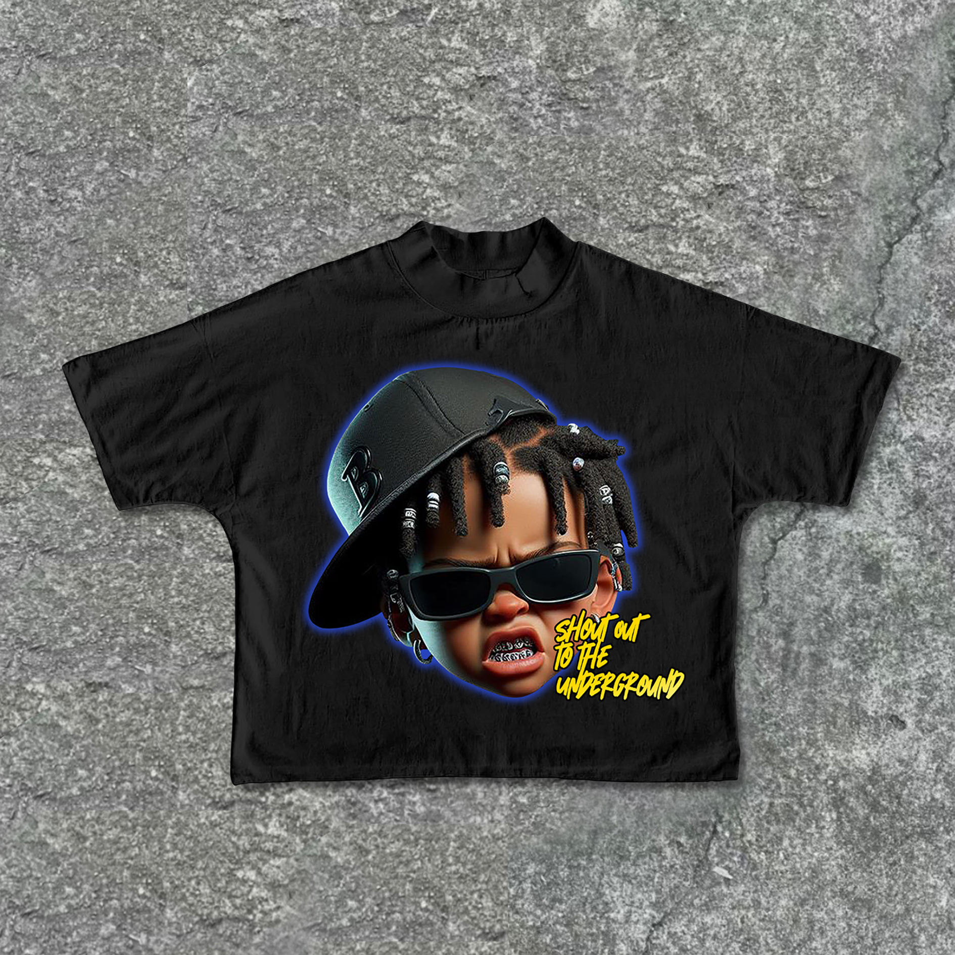 Funny Cartoon Portrait Graphic Print Cropped T-Shirts