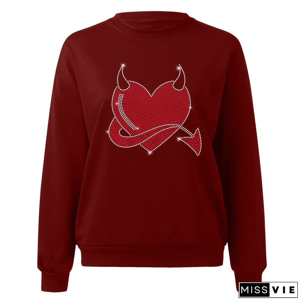 Warm Sweatshirts Hot Drilling Long Sleeve Tops