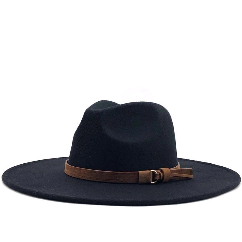 Fashion Concave Shape Wool Woolen Big Brim Jazz Hat