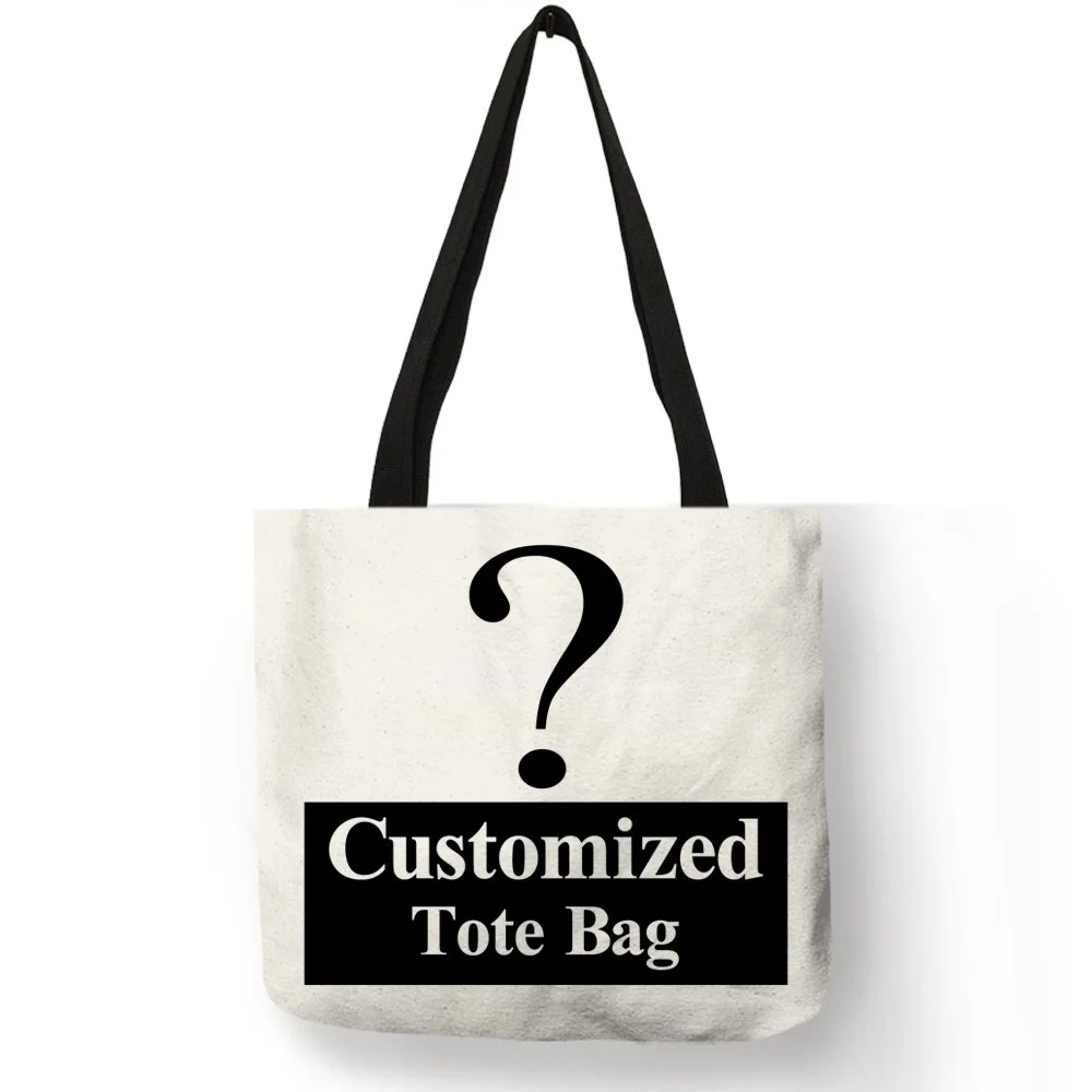 DIY Custom Causal Tote Bag Handbags Women Ladies Totes Linen Canvas Bag With Print Logo Customize Your Pictures Shopping Bags