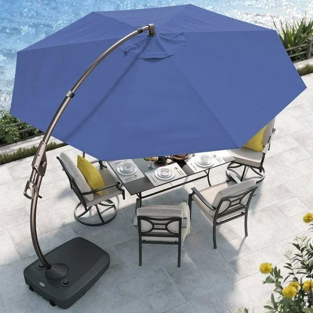 GRAND PATIO 11 FT 12 FT Cantilever Patio Umbrella with Base, Round Large Offset Umbrellas for Garden Deck Pool