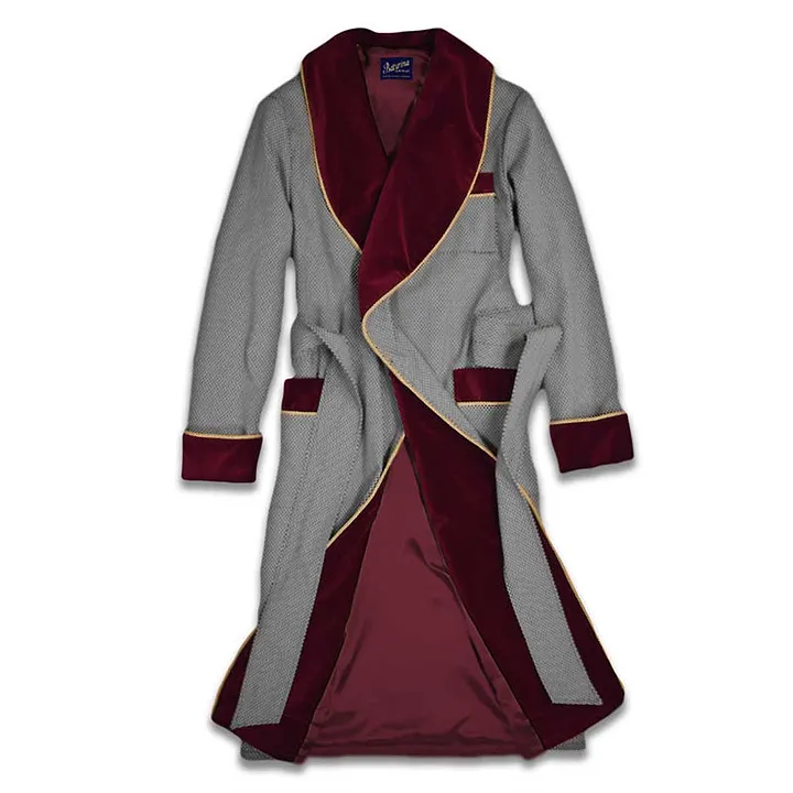 Men's Dressing Gown Burgundy Velvet