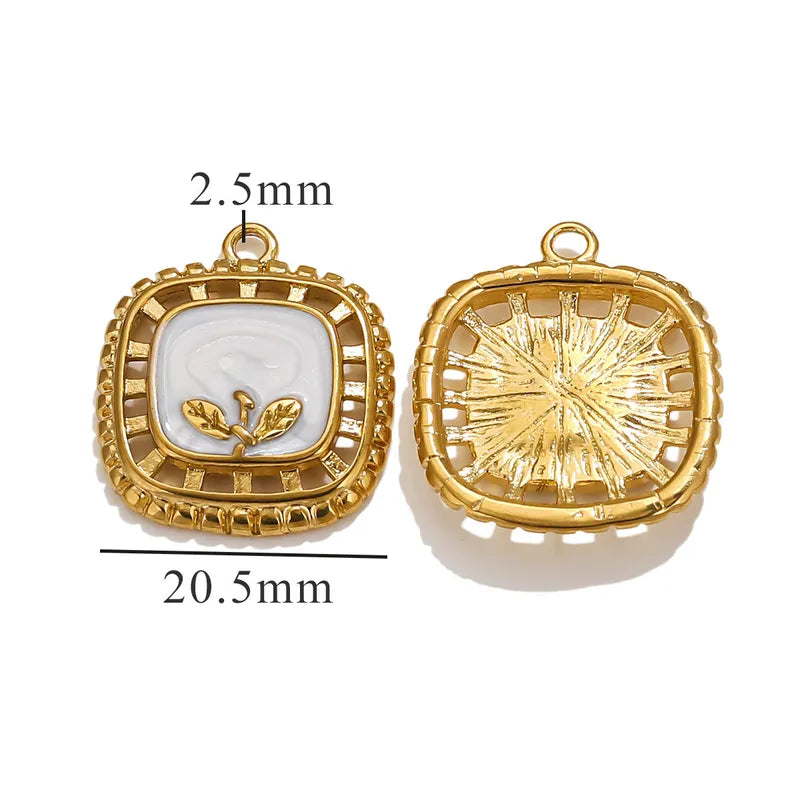 1 Piece 18 * 23mm 19mm 20.5mm 304 Stainless Steel Leaf Rose Flower Pendant Jewelry Accessories