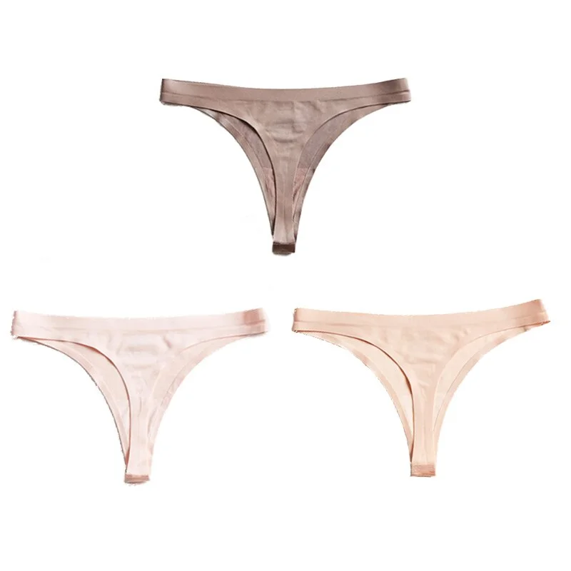 Sexy G-String Plus Size Thong Low Rise Panties Ice Silk Women's Underwear Lingerie Hot Seamless Intimates Underwear & Sleepwears